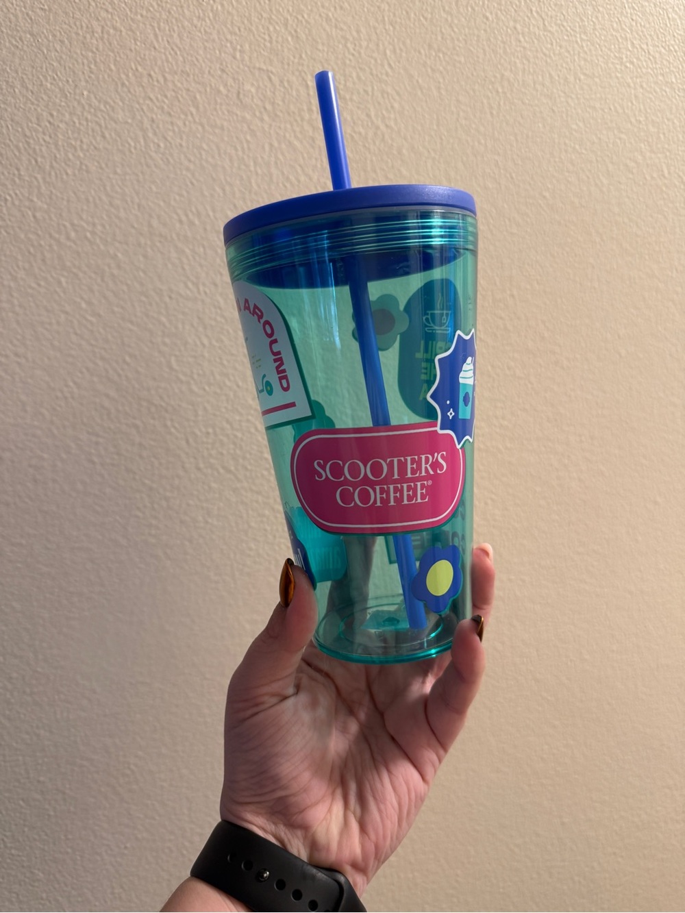 Scooter’s Reusable Tumbler with Blue Lid & Straw